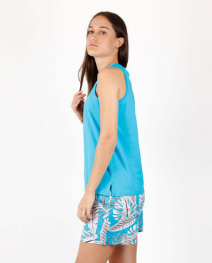 Pigiama donna estivo corto Admas 55892 cotone azzurro