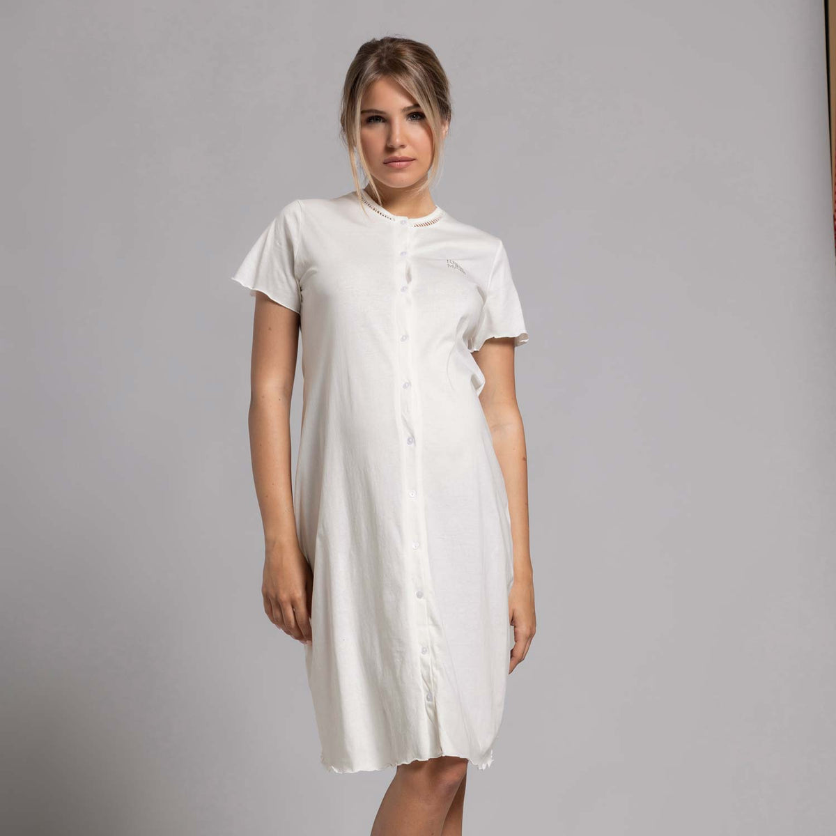 Camicia da notte premaman aperta cotone Biancaluna 26D21305