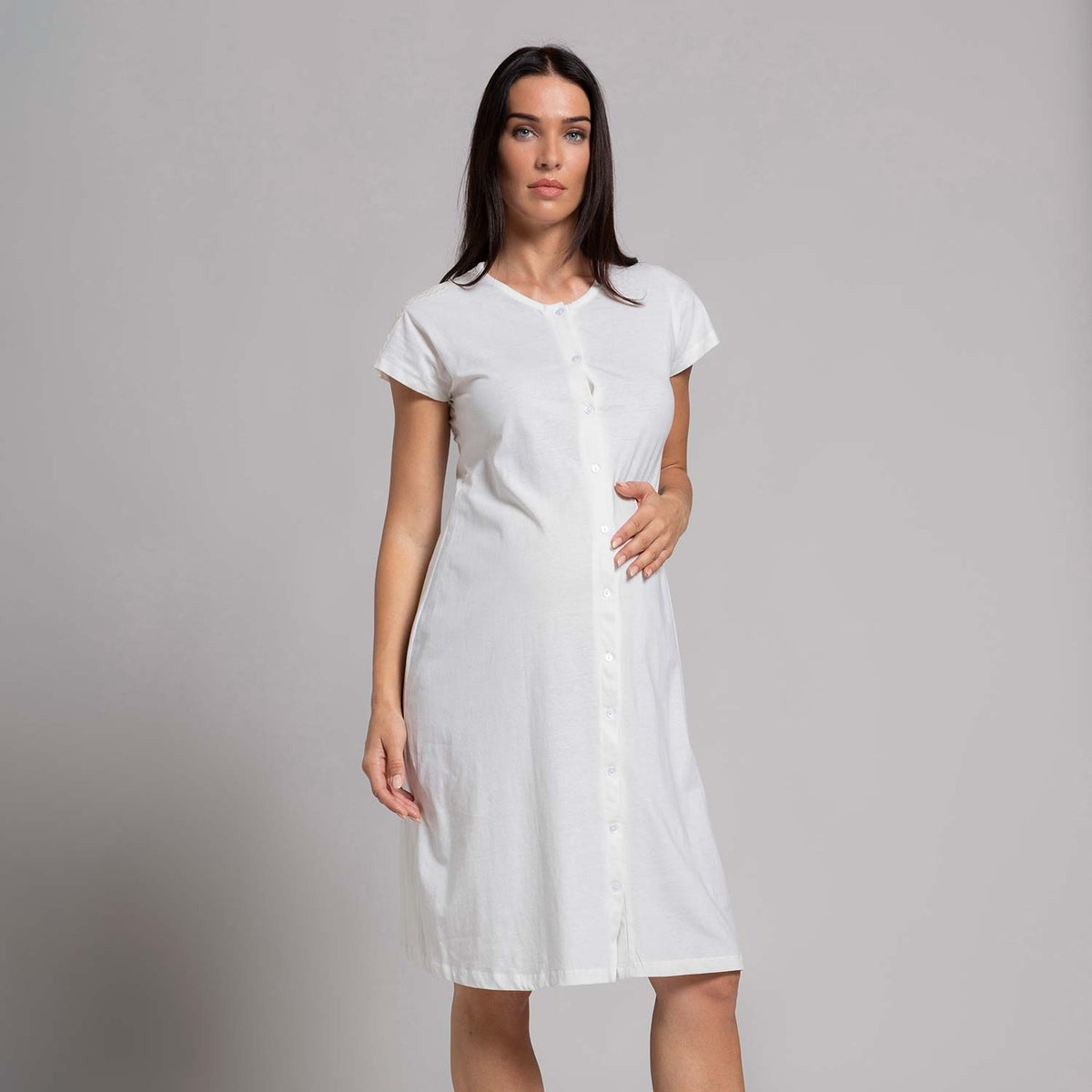Camicia da notte premaman aperta cotone Biancaluna 26D21313