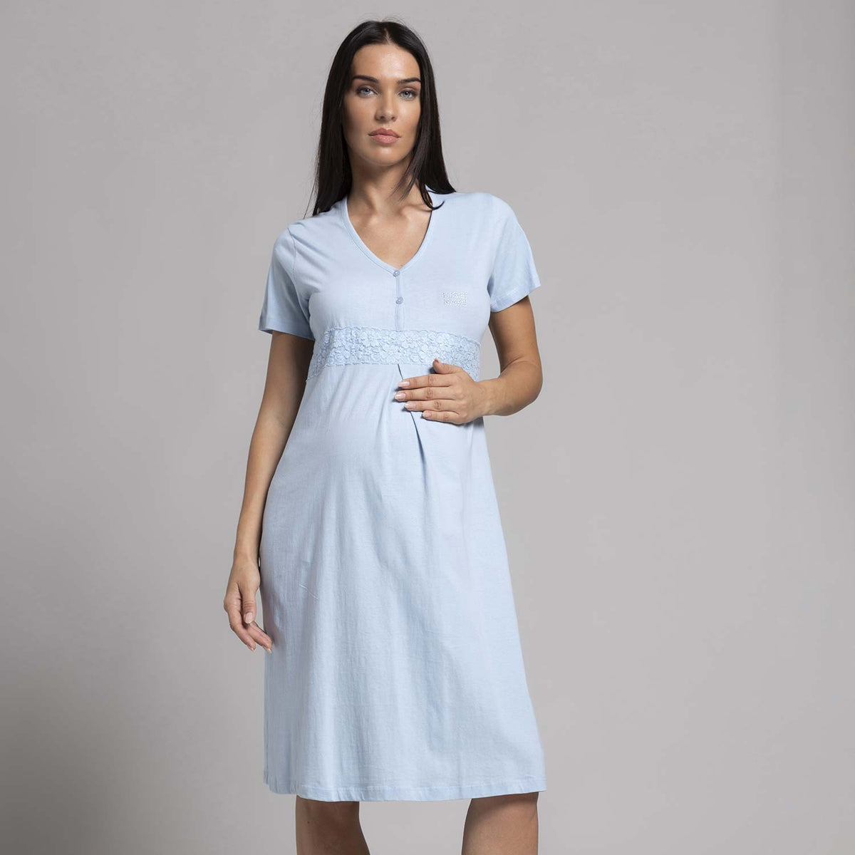 Camicia da notte premaman cotone leggero Biancaluna 26D21315