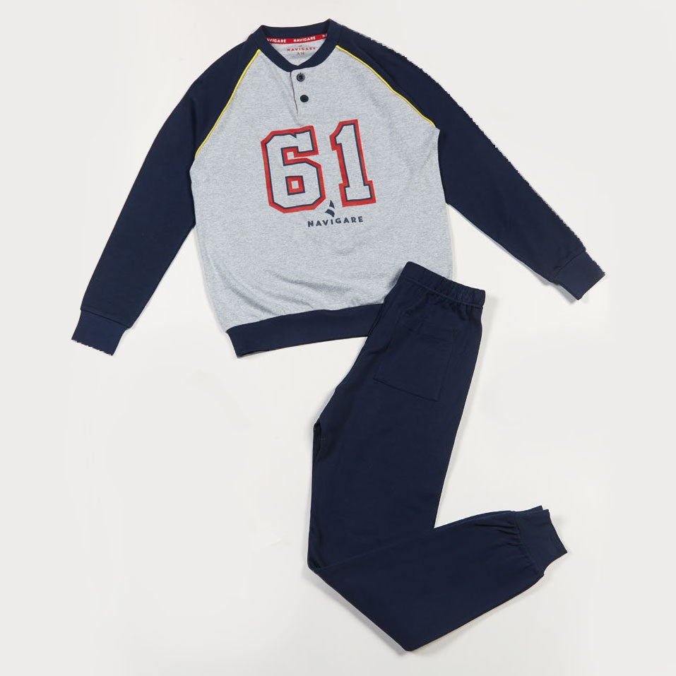 Pigiama bambino ragazzo Navigare B215630 caldo cotone grigio melange