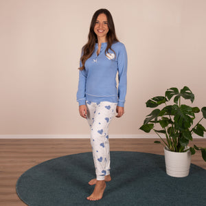 Pigiama donna Cippi 2163 cuoricini caldo cotone pervinca