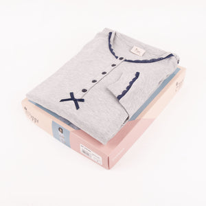 Pigiama donna Cippi 2164 cuoricini caldo cotone grigio melange
