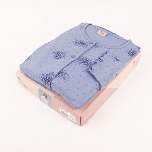 Pigiama donna Cippi 2172 aperto caldo cotone bluette