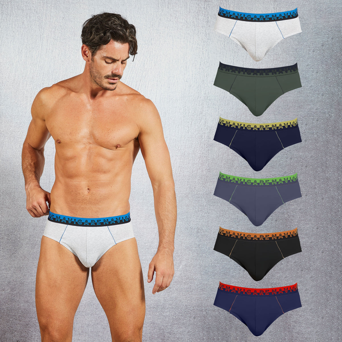Slip uomo Navigare B212217Z elastico logato 6 pezzi