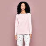 Pigiama donna invernale Cippi 2222 caldo cotone cipria fiori