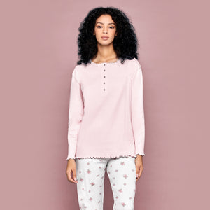 Pigiama donna invernale Cippi 2222 caldo cotone cipria fiori