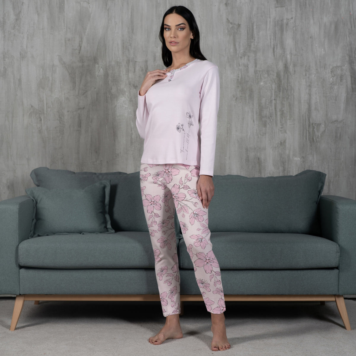Pigiama Donna scollo a serafino, in caldo cotone Cippi Modello 2235