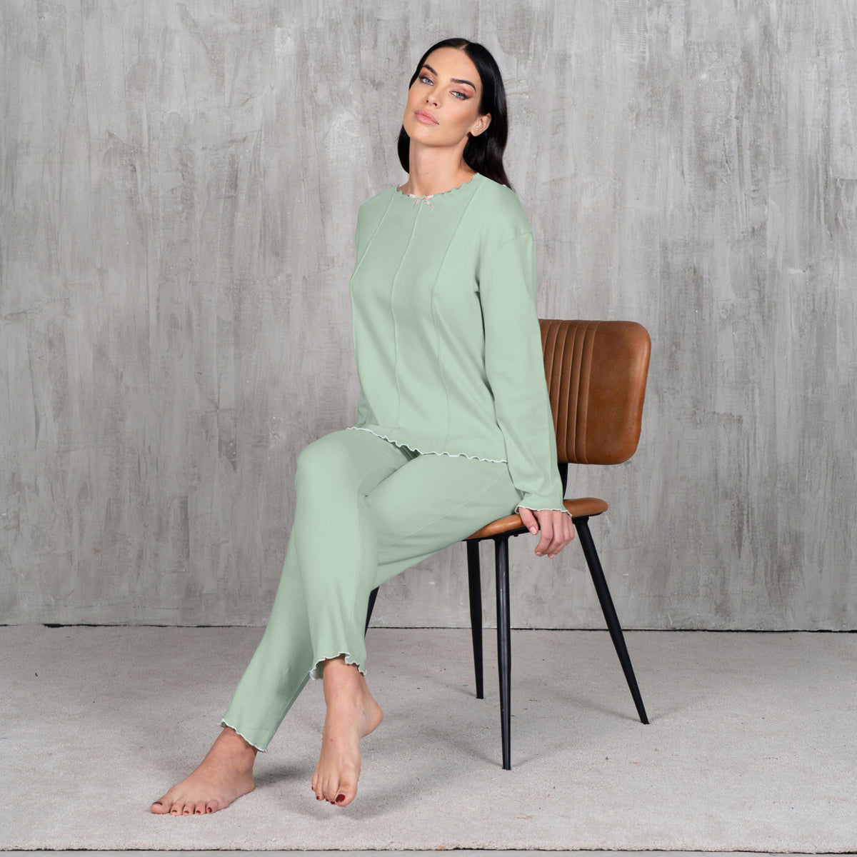  Pigiama donna in Caldo Cotone a tinta unita Cippi 2243