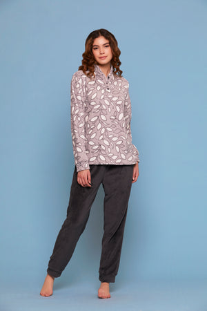 Pigiama coral collo alto caldissimo invernale grigio Cippi 2261