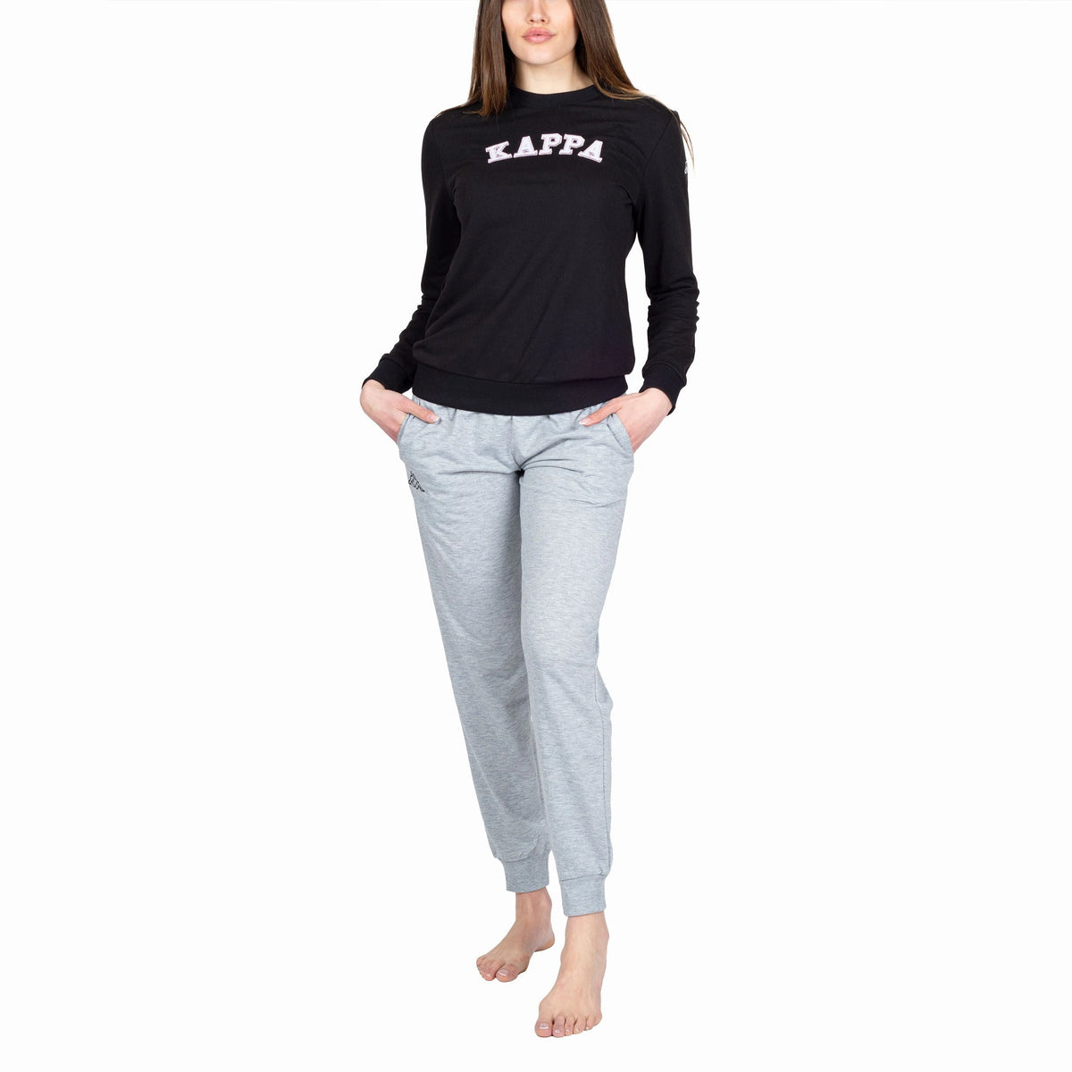 Pigiama donna stile tuta Kappa KWS 22970 cotone nero grigio