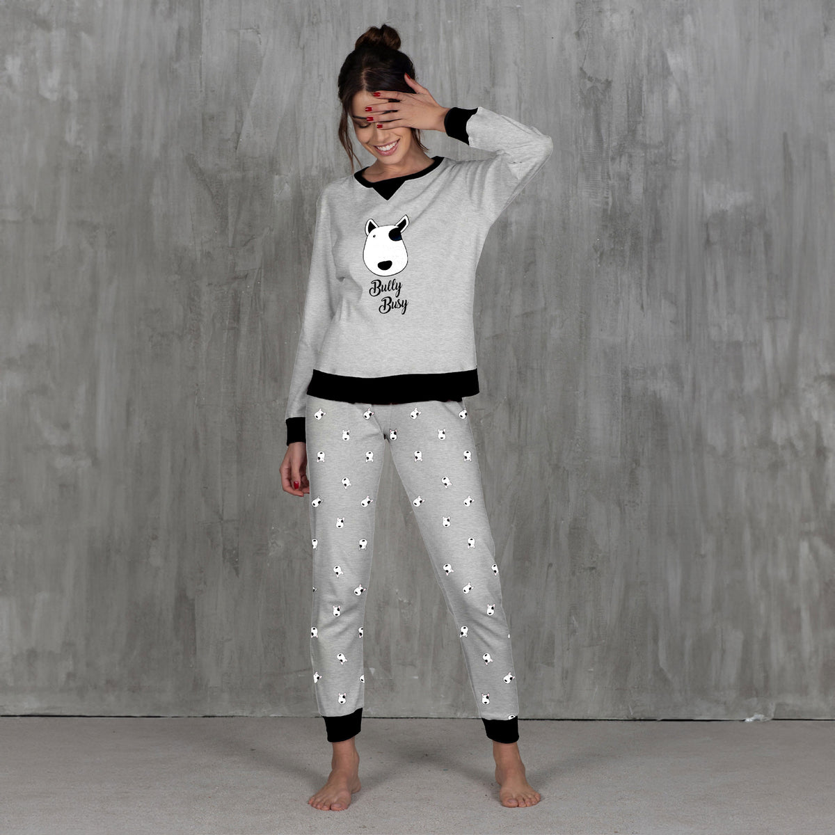 Pigiama Donna con tenero cagnolino in caldo cotone Cippi 2321 