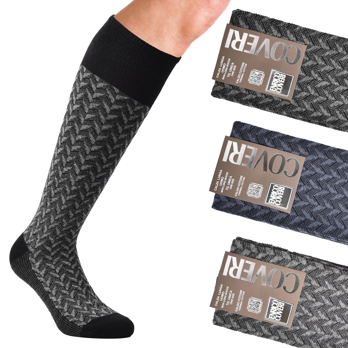 Calze uomo lunghe caldo cotone Enrico Coveri fashionline 237A
