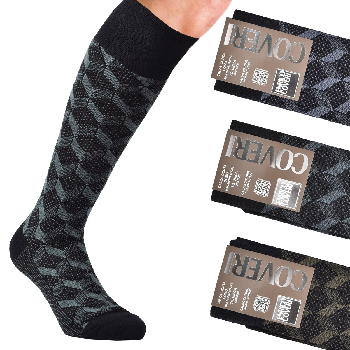 Calze uomo lunghe caldo cotone Enrico Coveri fashionline 238B