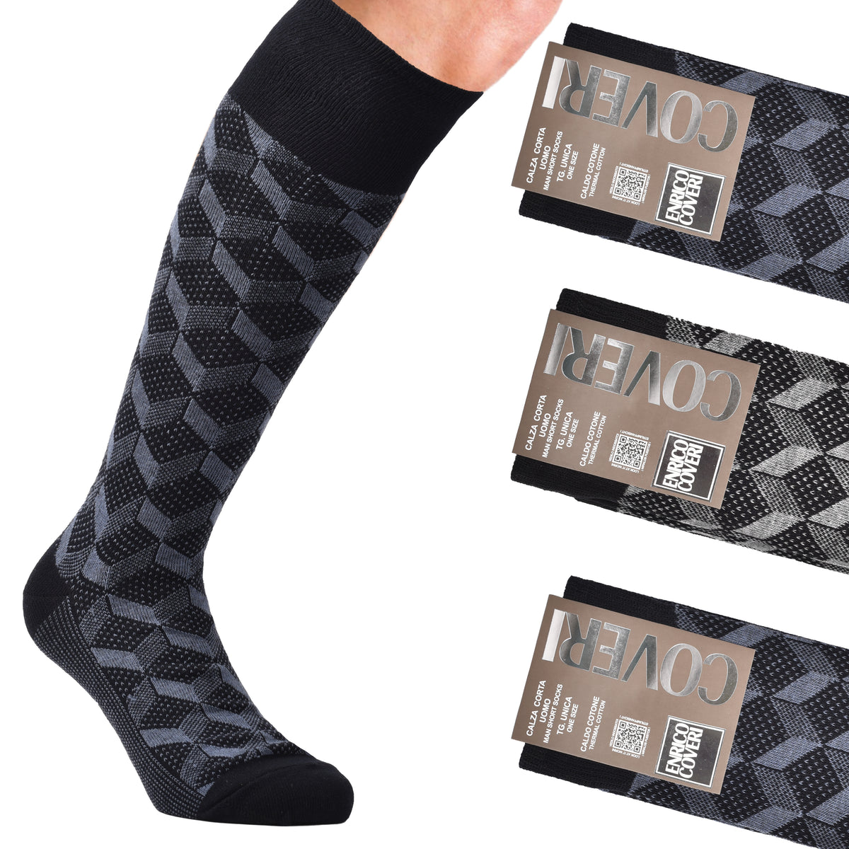 Calze uomo lunghe caldo cotone Enrico Coveri fashionline 238C