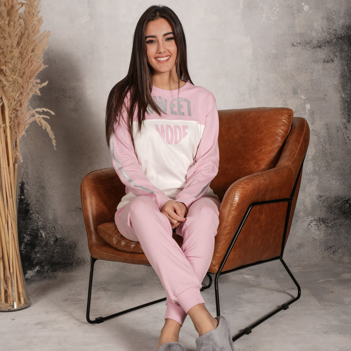Pigiama donna invernale Biancaluna 23D20006 caldo cotone