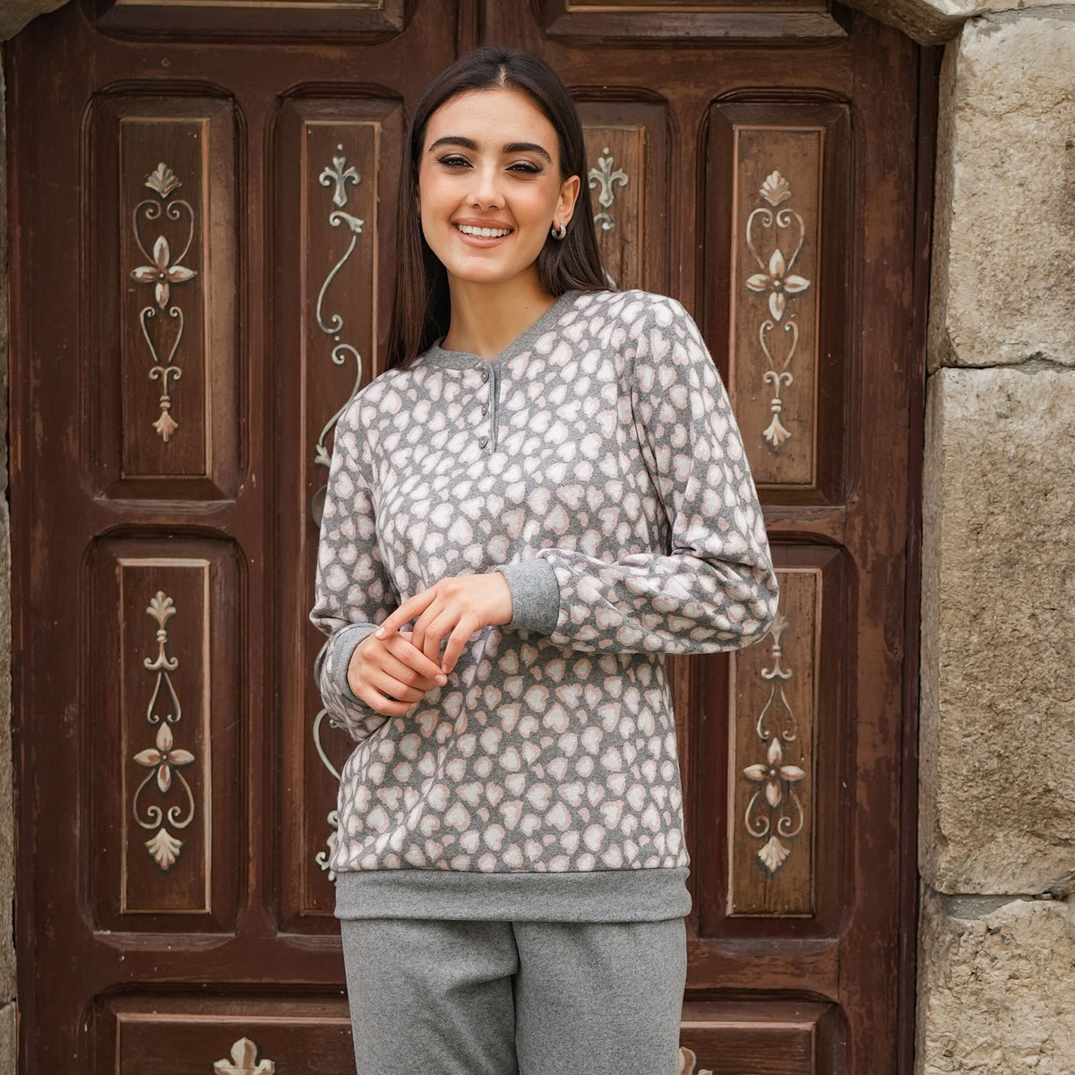 Pigiama donna invernale Biancaluna 23D25004 punto milano