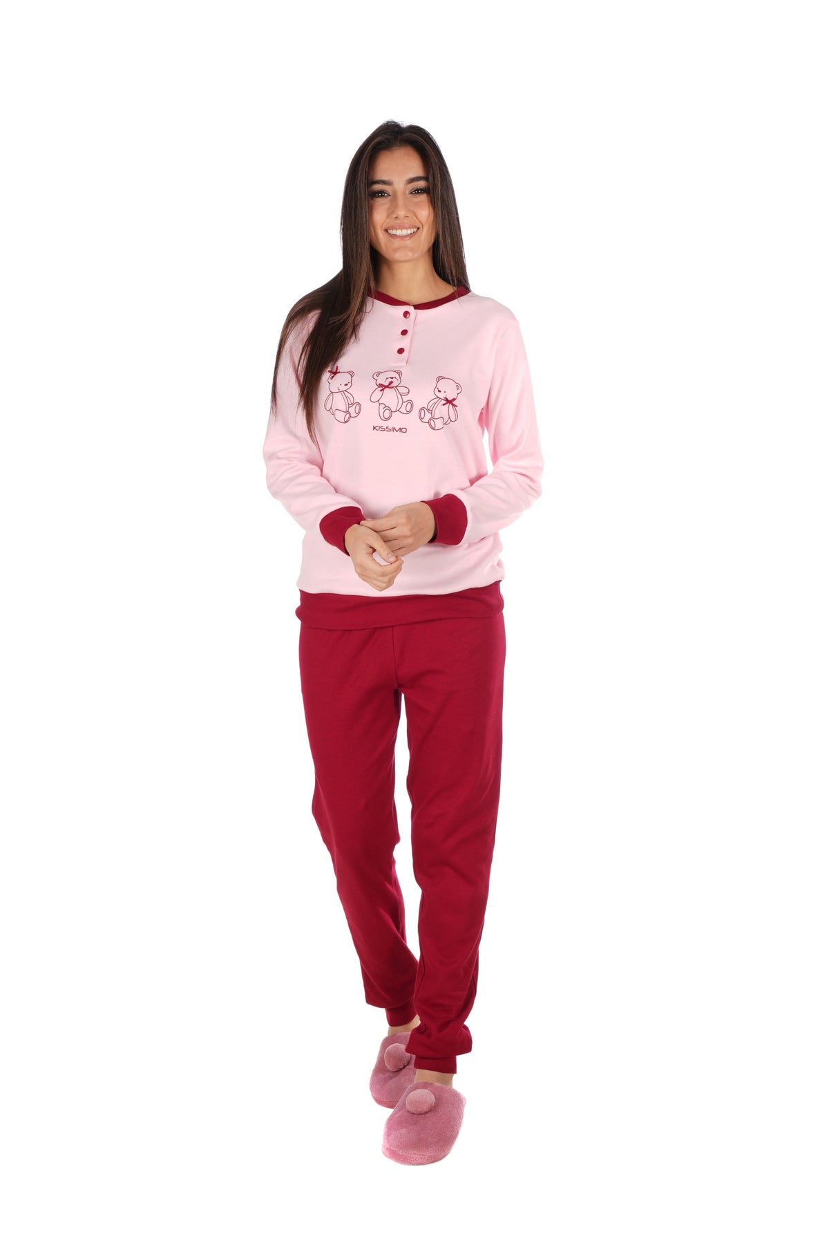 Pigiama donna invernale Biancaluna Kissimo 23D90001 caldo cotone