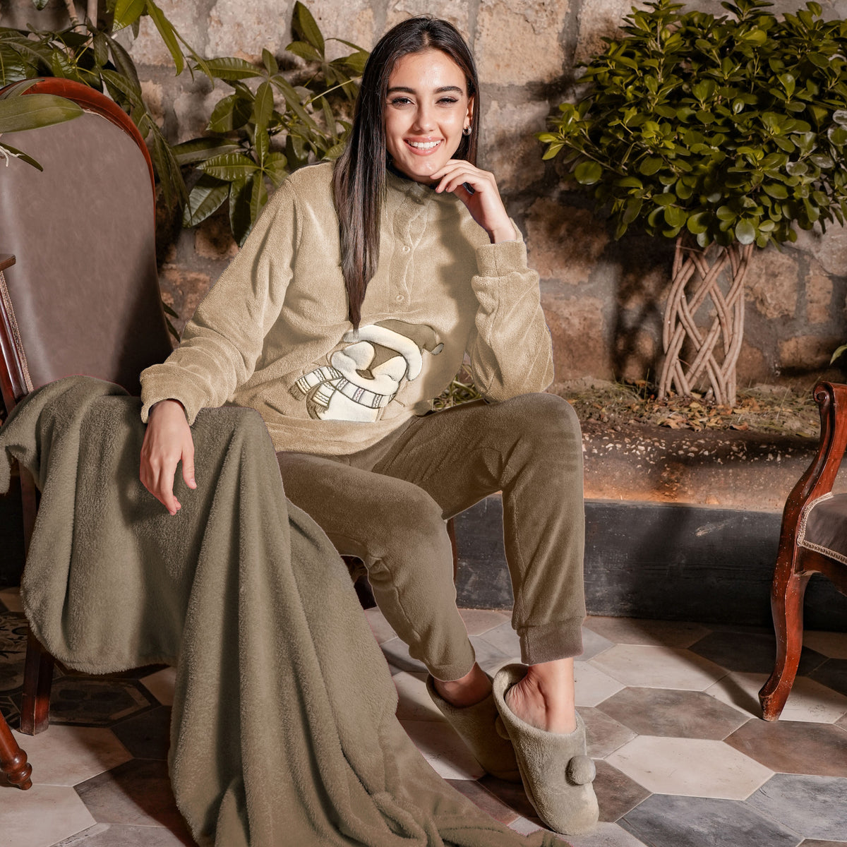 Pigiama donna invernale Biancaluna 23D93016 pile coral