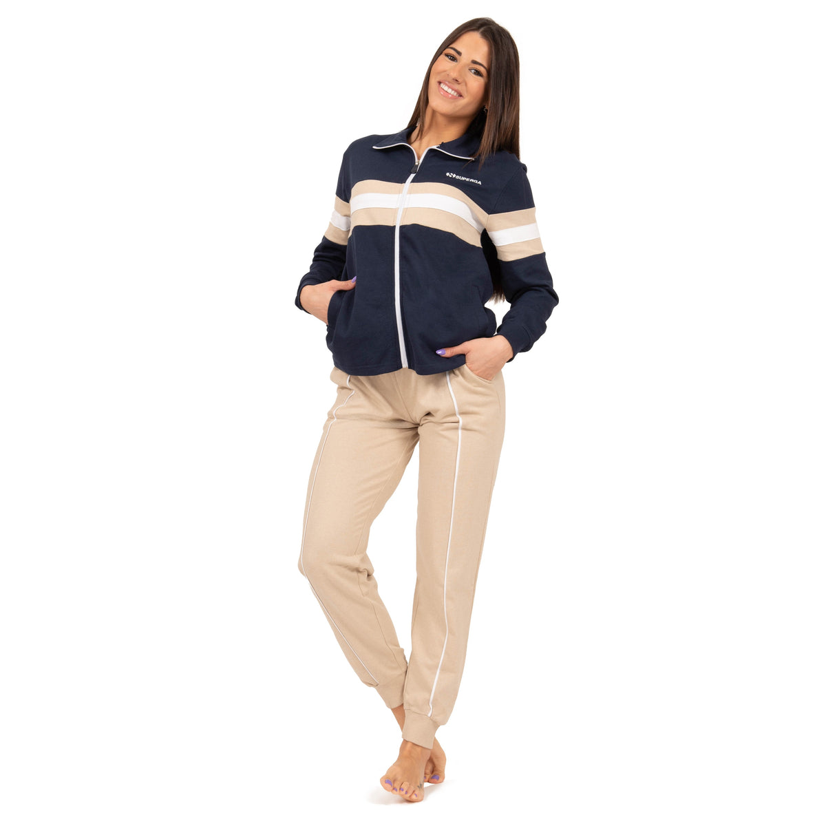 Tuta donna Superga felpa non garzata con zip SWS24303