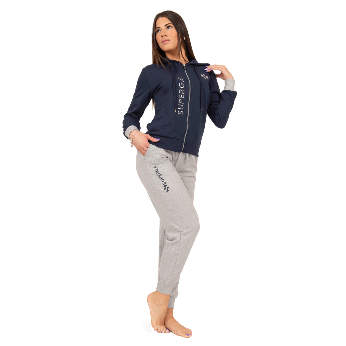 Tuta donna zip cappuccio cotone leggero Superga 24307