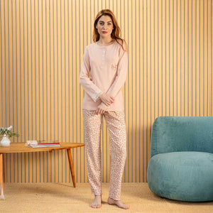 Pigiama donna in caldo cotone leopardato Biancaluna 25D90011