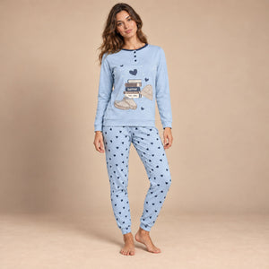 Pigiama donna in caldo cotone cuoricini Biancaluna 26D90021