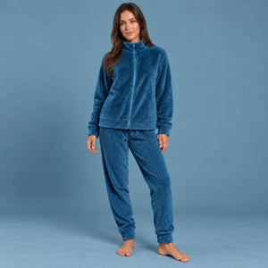 Pigiama donna in corale giacca full zip Biancaluna 26D93011