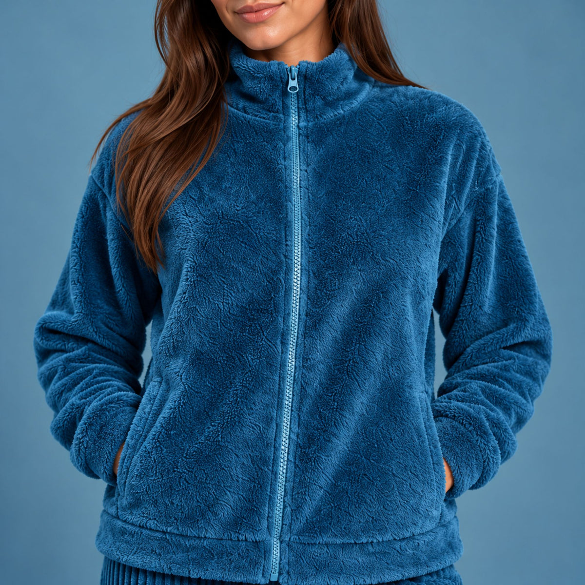 Pigiama donna in corale giacca full zip Biancaluna 26D93011