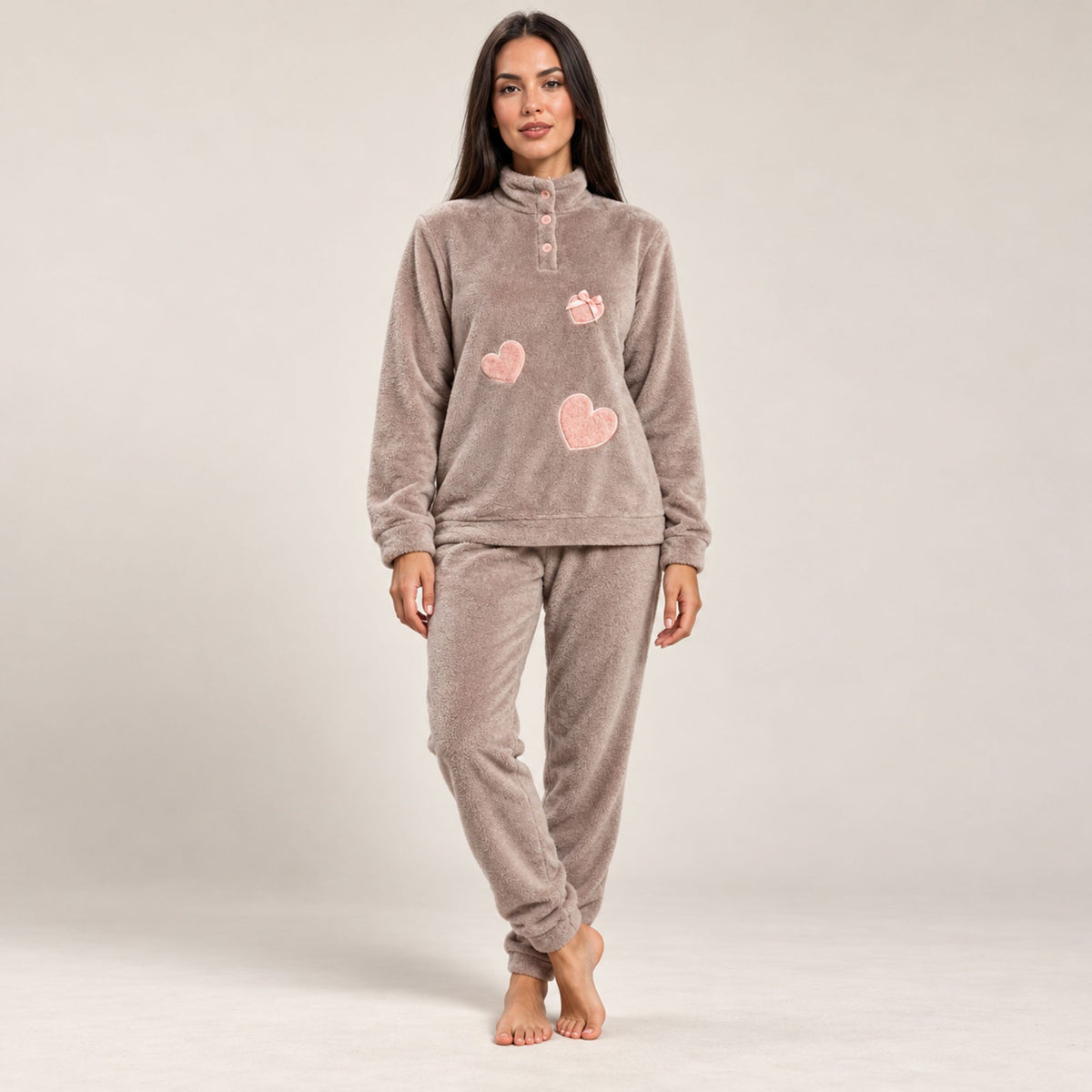 Pigiama donna collo alto in coral Biancaluna 26D93023