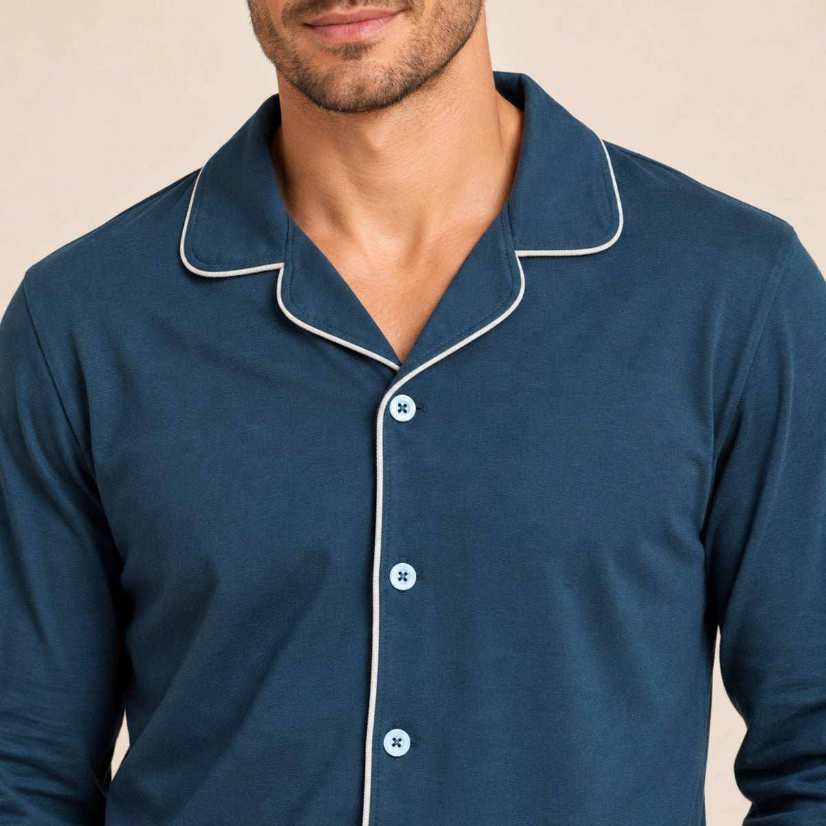 Pigiama uomo maglia aperta caldo cotone Biancaluna 26U00014