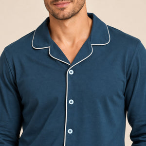 Pigiama uomo maglia aperta caldo cotone Biancaluna 26U00014
