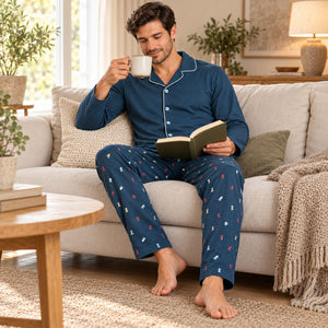 Pigiama uomo maglia aperta caldo cotone Biancaluna 26U00014