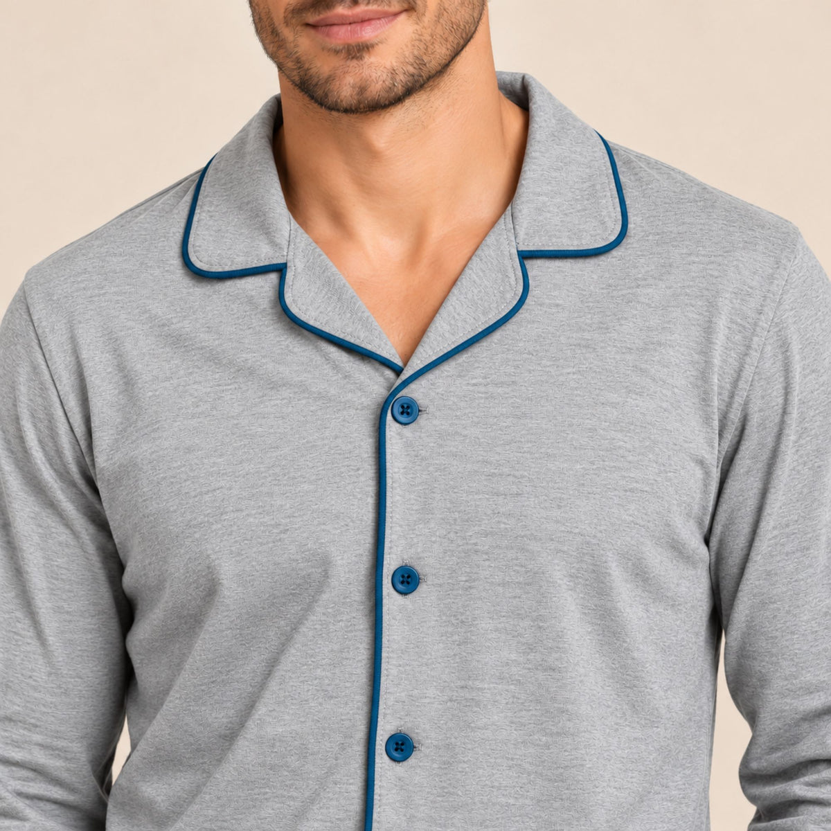 Pigiama uomo maglia aperta caldo cotone Biancaluna 26U00014