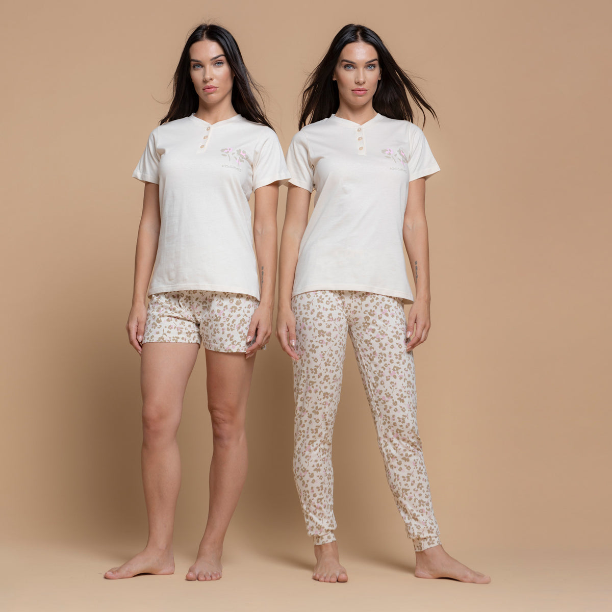 Pigiama tris donna pantalone lungo + pantaloncino Biancaluna 26D91680