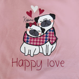 Pigiama donna caldo cotone rosa cagnolini Biancaluna D3007 