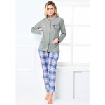 Pigiama donna Biancaluna D3012 caldo cotone grigio scozzese