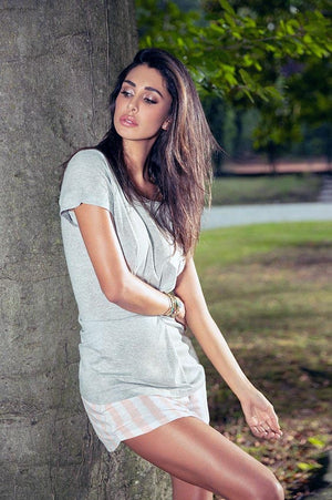 Maxi maglia donna Jadea home 3076 estiva in cotone rigata