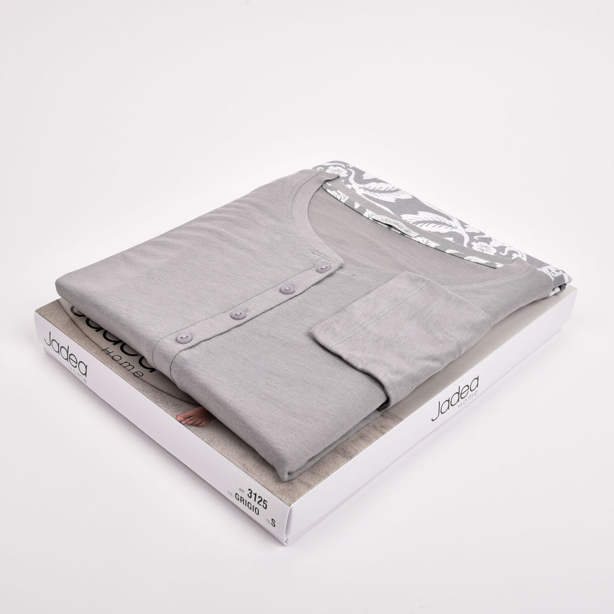 Pigiama donna Jadea 3125 cotone fantasia floreale grigio