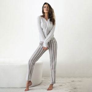Pigiama donna cotone Jadea 3130 grigio gessato