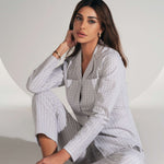 Pigiama donna Jadea 3143 aperto 100% cotone fantasia quadri grigio