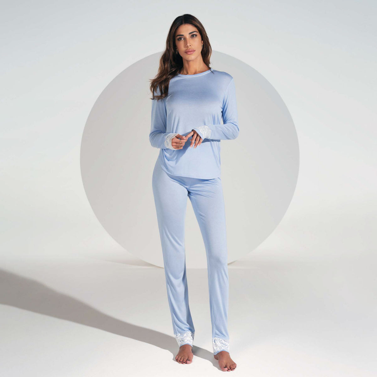 Pigiama donna Jadea 3151 cotone modal 100% celeste sky