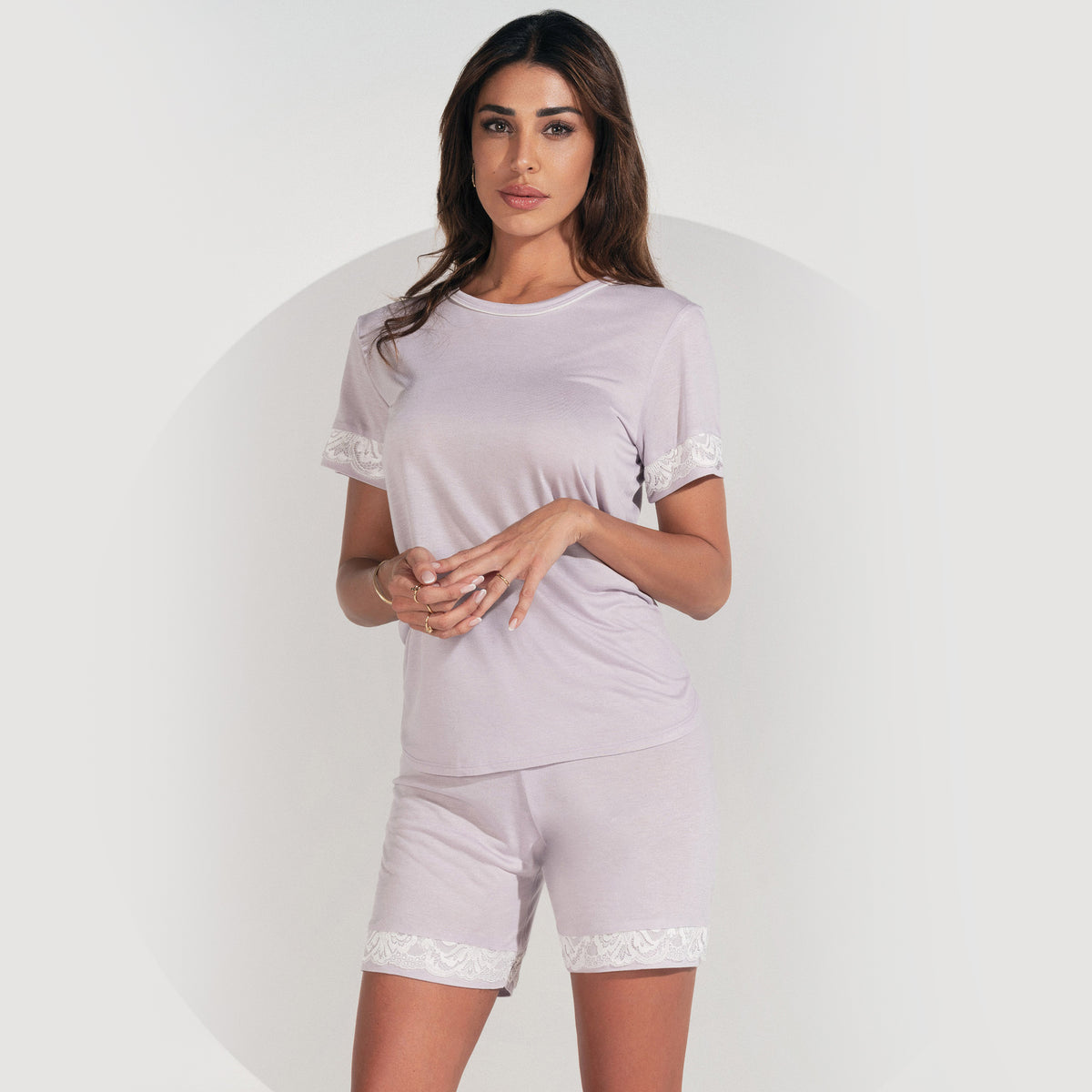 Pigiama donna Jadea 3152 corto cotone modal 100% lavanda
