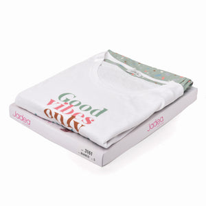 Pigiama donna Jadea 3161 100% cotone estivo bianco verde
