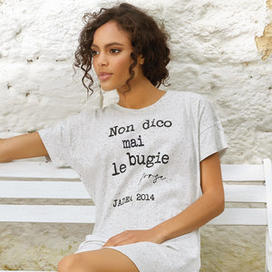 Maxi maglia abito casa Jadea cotone con messaggio 3169
