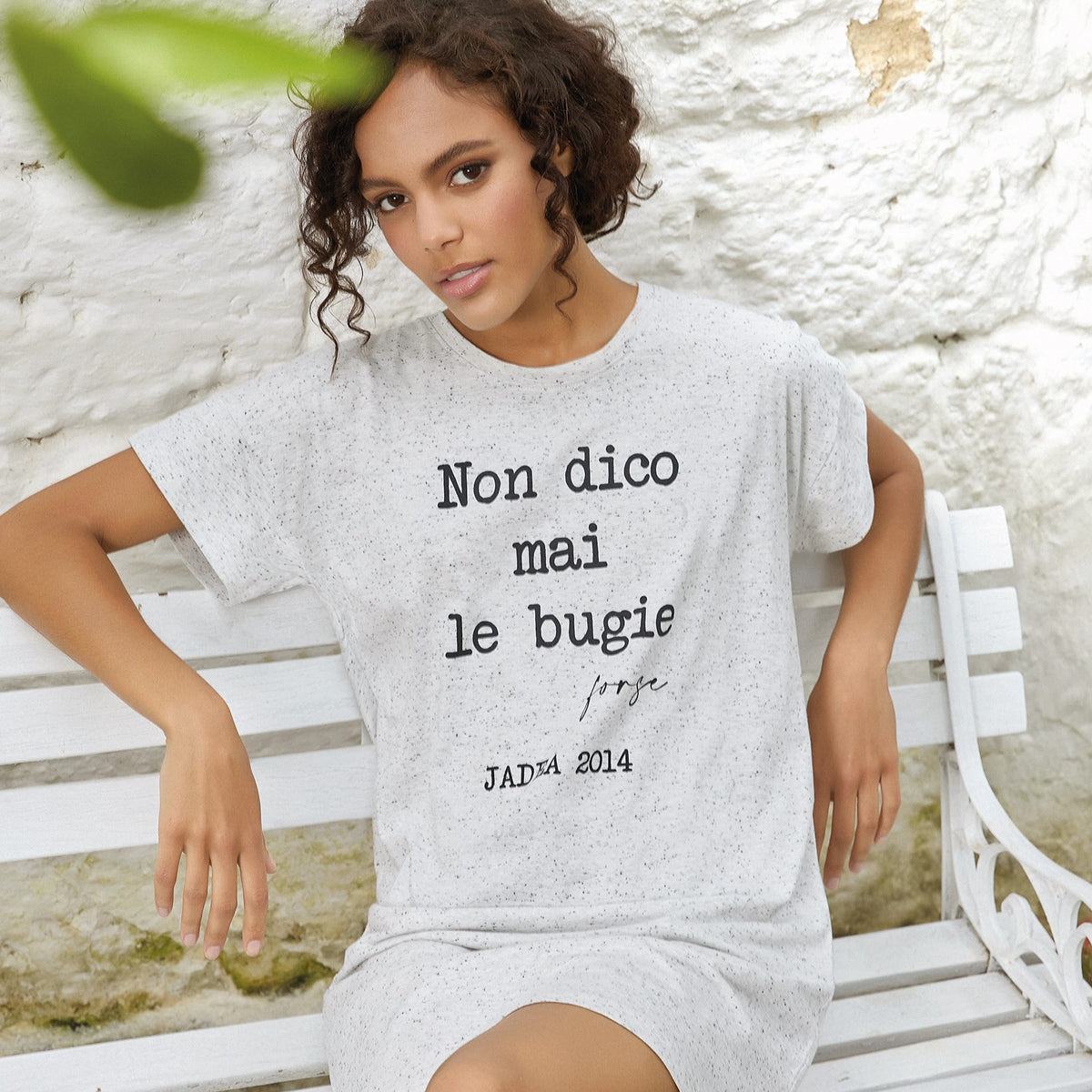Maxi maglia abito casa Jadea cotone con messaggio 3169