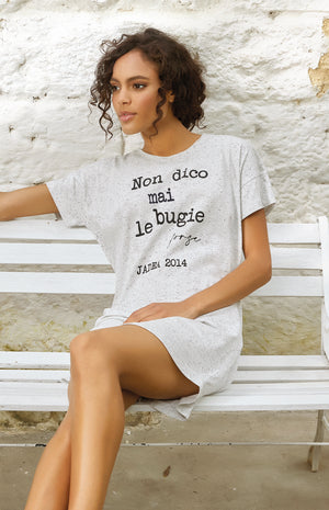 Maxi maglia abito casa Jadea cotone con messaggio 3169