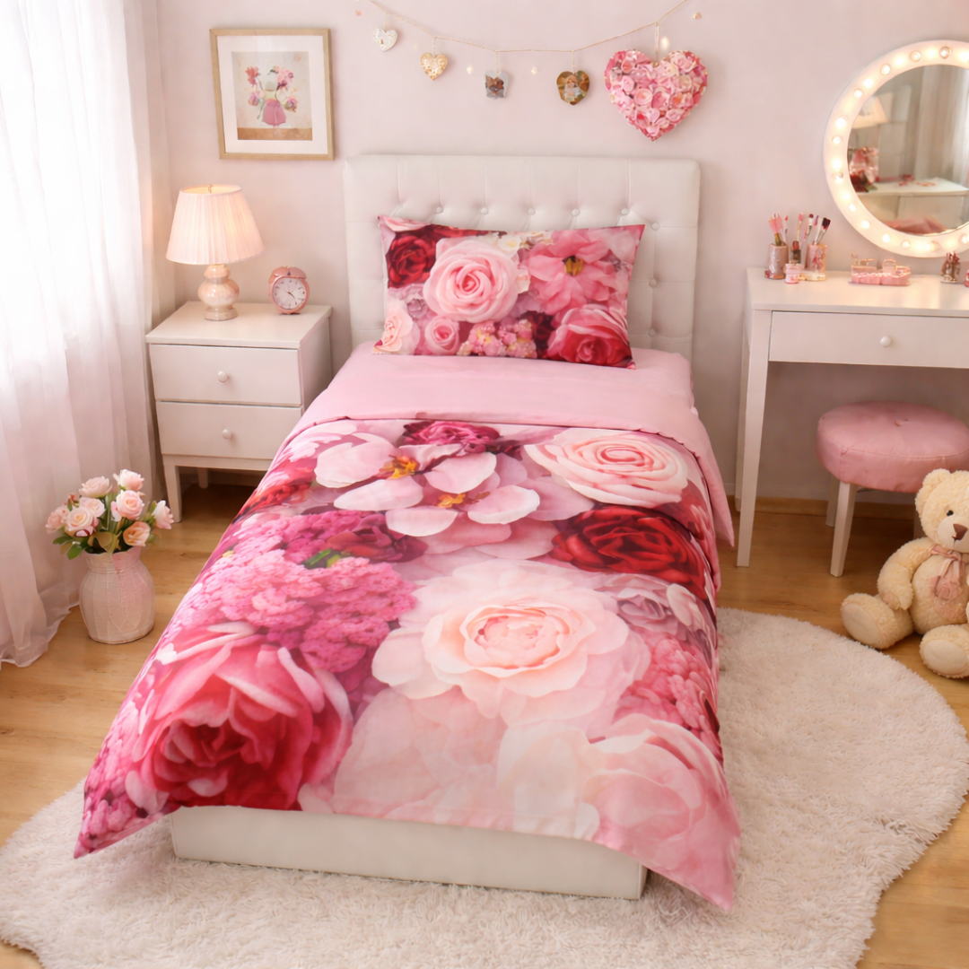 Completo letto 100% cotone Biancaluna Flora