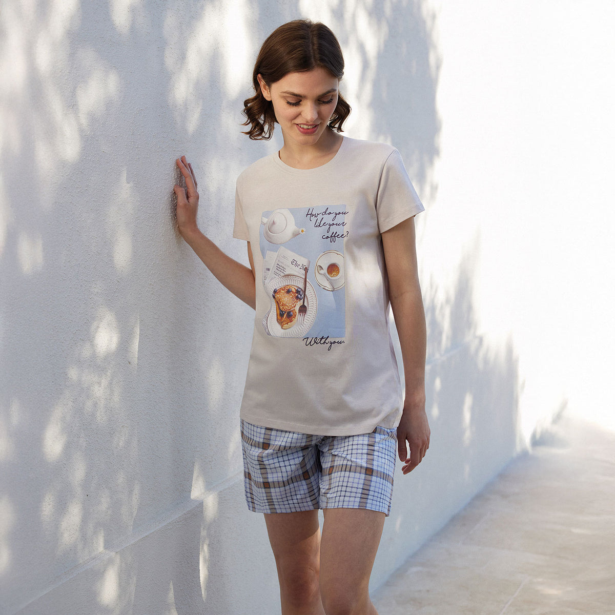 Pigiama donna corto con stampa cotone Jadea 3278