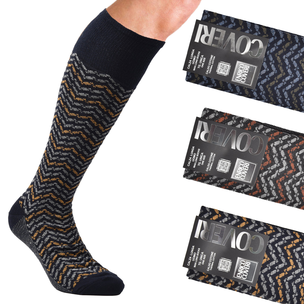 Calze uomo lunghe caldo cotone Enrico Coveri winter line 332C